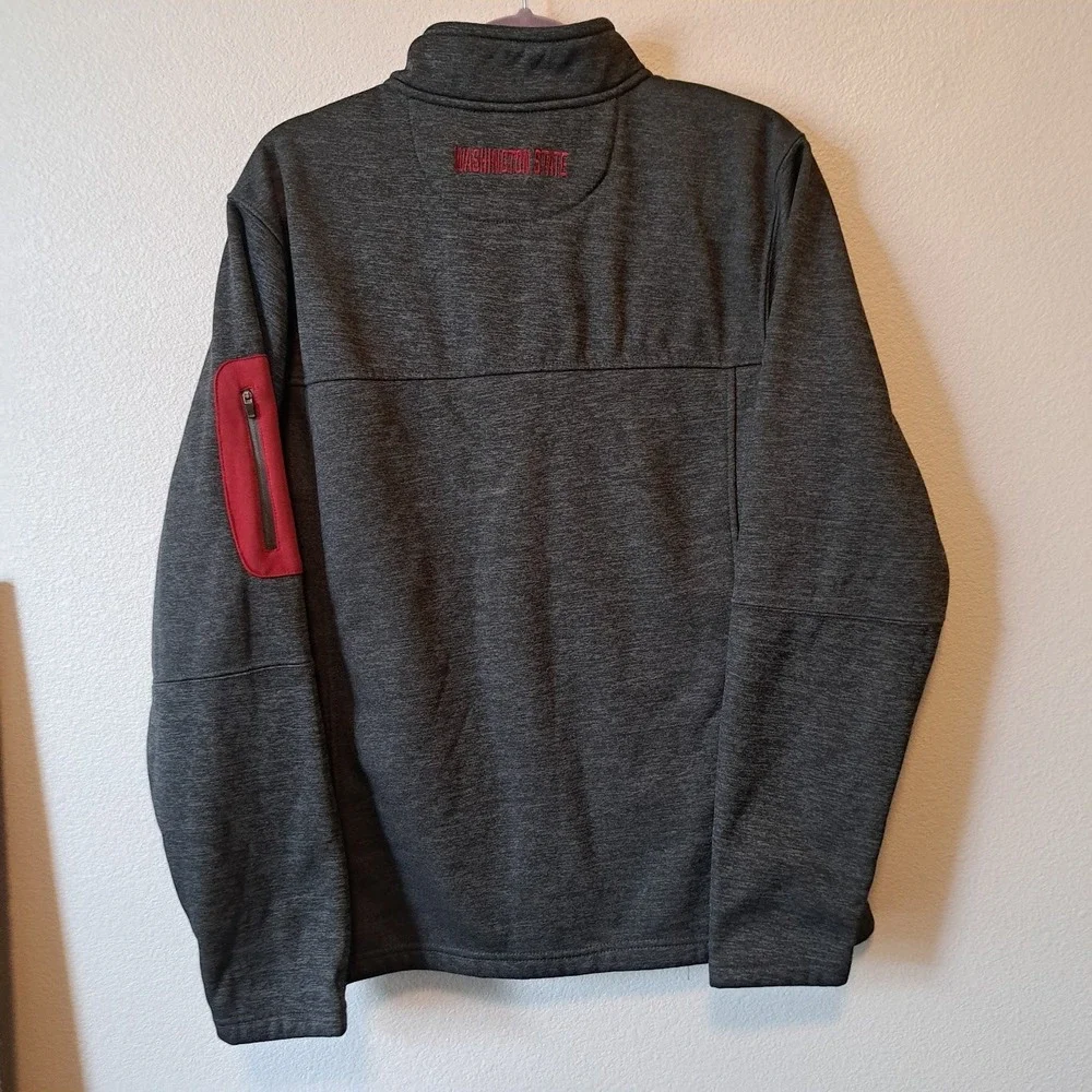 Colosseum Washington State Cougars WSU Full Zip Jacket Mens Medium Grey Crimson